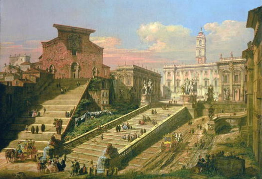 Bernardo Bellotto,Le Capitole et Santa-Maria in Aracoeli (1740-1760, date indéterminée)